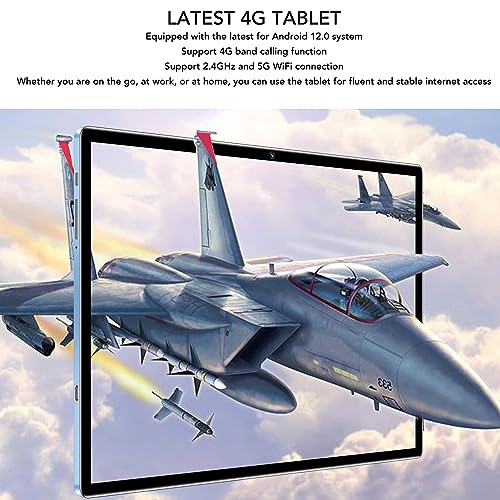 DAUZ 2 in 1 10.1 Inch Tablet, Tablet PC 8GB RAM 256 ROM 5.0 Blue 5G WiFi Front 8MP 100-240V for Android 12 for Work for Entertainment (US Plug)