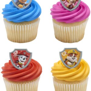 DecoPac Paw Patrol Reporting For Duty Rings, Cupcake Decorations Featuring Chase, Marshall, Skye, And Rubble - 24 Pack