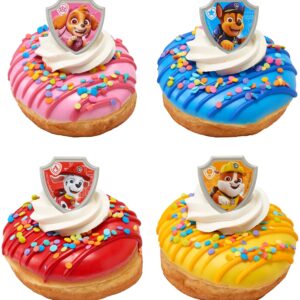 DecoPac Paw Patrol Reporting For Duty Rings, Cupcake Decorations Featuring Chase, Marshall, Skye, And Rubble - 24 Pack