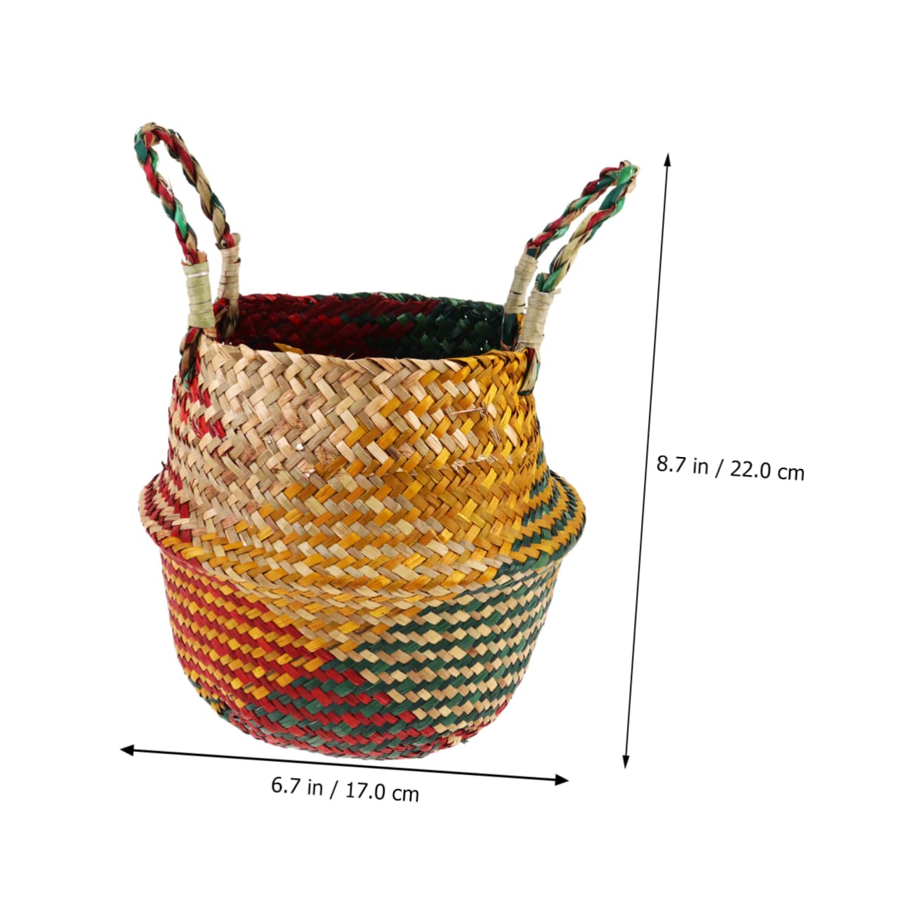 HOMSFOU storage bins foldable laundry basket rustic decor laundry basket foldable Seagrass Belly Basket Seagrass Belly Planter Basket rattan storage basket Wooden seaweed flowers baby