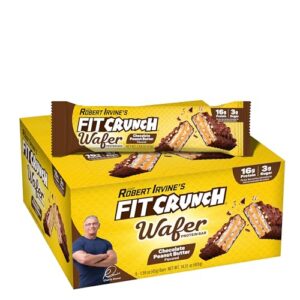 fitcrunch wafer protein bars, designed by robert irvine, 16g of protein & 3g of sugar (9 bars, chocolate peanut butter)