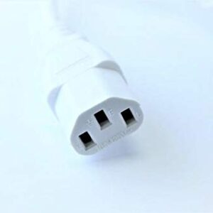 [UL Listed] OMNIHIL White 8 Foot Long 3 Prong AC Power Cord Compatible with Epson LQ-2090II 24-pin Dot Matrix Printer