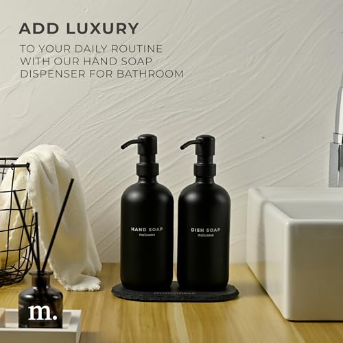 MaisoNovo Soap and Lotion Dispenser Set | Black Bottles Black Pumps Set of 2