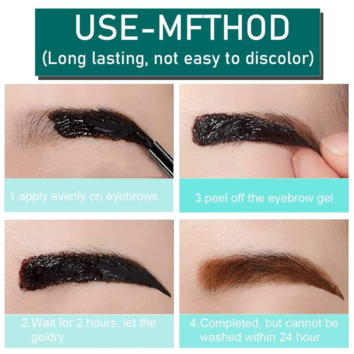 Tattoo Peel Off Eyebrow Gel-Last Up to 3-7 Days, Waterproof, Transfer-proof, For Fuller & Defined Looking Brows.There are Five Colors.Eyebrow Tattoo Peel Off, Tattoo Gel Brow Stain.【Dark Brown】