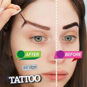 Tattoo Peel Off Eyebrow Gel-Last Up to 3-7 Days, Waterproof, Transfer-proof, For Fuller & Defined Looking Brows.There are Five Colors.Eyebrow Tattoo Peel Off, Tattoo Gel Brow Stain.【Dark Brown】