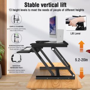 LETIANPAI 36 inch Standing Desk Converter,Height Adjustable Sit to Stand up Desk Riser,with Wide Keyboard Tray,Dual Computer Monitors and Laptop Workstation for Home Office