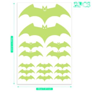 NICEMOVIC Glow in The Dark Bats Wall Decor, 30pcs Luminous Bat Wall Stickers, Halloween Decorations Bats Stickers for Kids Bedroom, Bats Stickers for Ceiling, Halloween Decor for Wall, Window