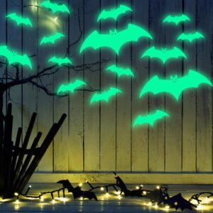 NICEMOVIC Glow in The Dark Bats Wall Decor, 30pcs Luminous Bat Wall Stickers, Halloween Decorations Bats Stickers for Kids Bedroom, Bats Stickers for Ceiling, Halloween Decor for Wall, Window