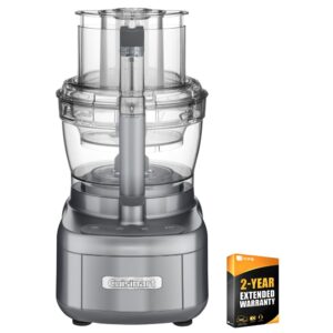 cuisinart fp-2gm elemental food processor with 11-cup and 4.5-cup workbowls, gunmetal bundle with 2 yr cps enhanced protection pack