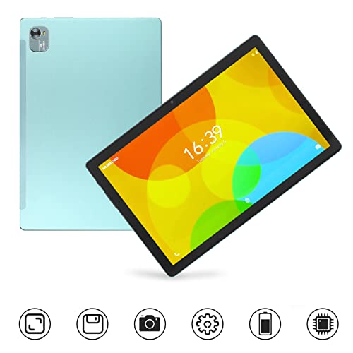 Airshi 10.1in Tablet, Smart Call Tablet Octa Core Processor 1920x1200 Resolution for Studying for Entertainment (Green)