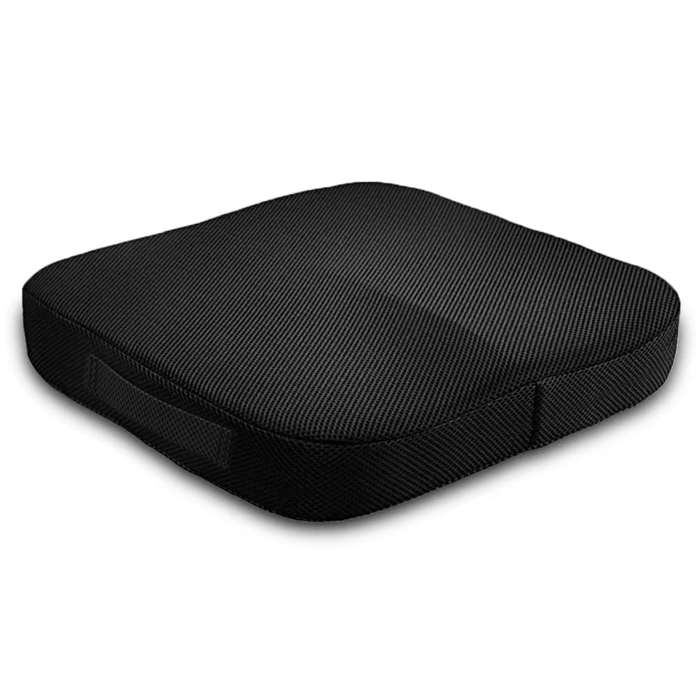 Seat Cushions for Office Chairs，Portable Memory Foam Seat Cushion for Coccyx Non Slip Bottom with Carry Handle,Washable Cover (Black)