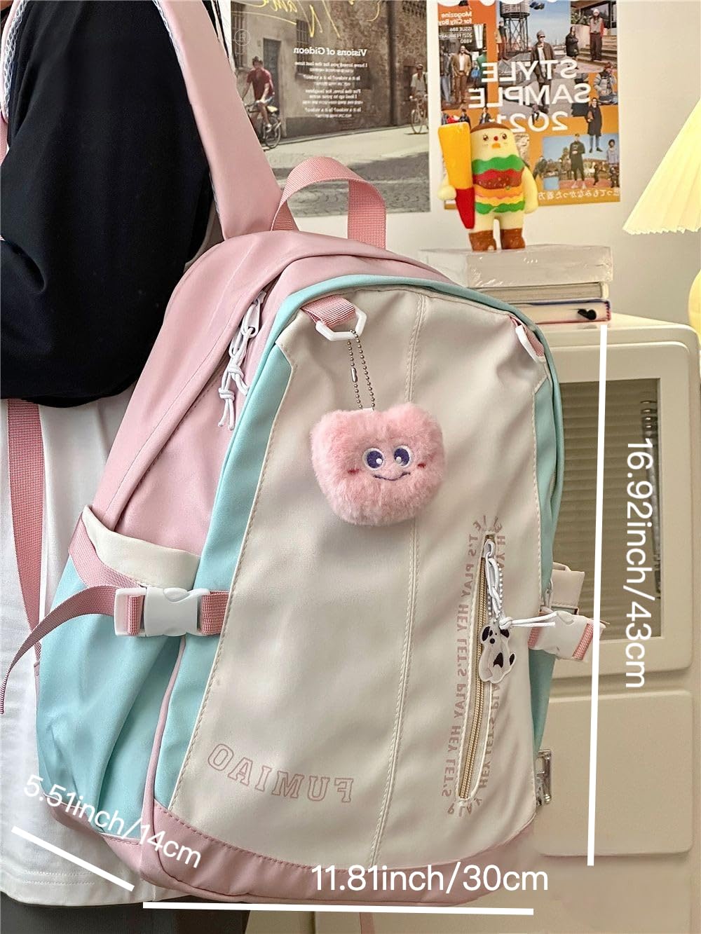 irLocy Y2K Backpack Cute Aesthetic Backpack Preppy Backpack Aesthetic Supplies Cute Kawaii Backpack Y2K Accessories (black)