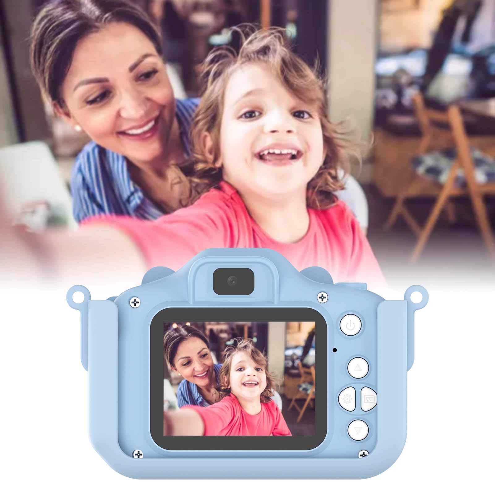 Selfie Camera Toy, Dual Lens 2.0in Screen Children Digital Camera with 32G Card for Boys Girls (Blue)