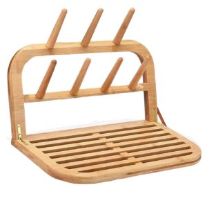eforwest baby bottle countertop drying rack bamboo,space saving kitchen drying rack & bottle holder for nipples, cups, pump parts, accessories, reusable ziplock and freezer bag dryer rack