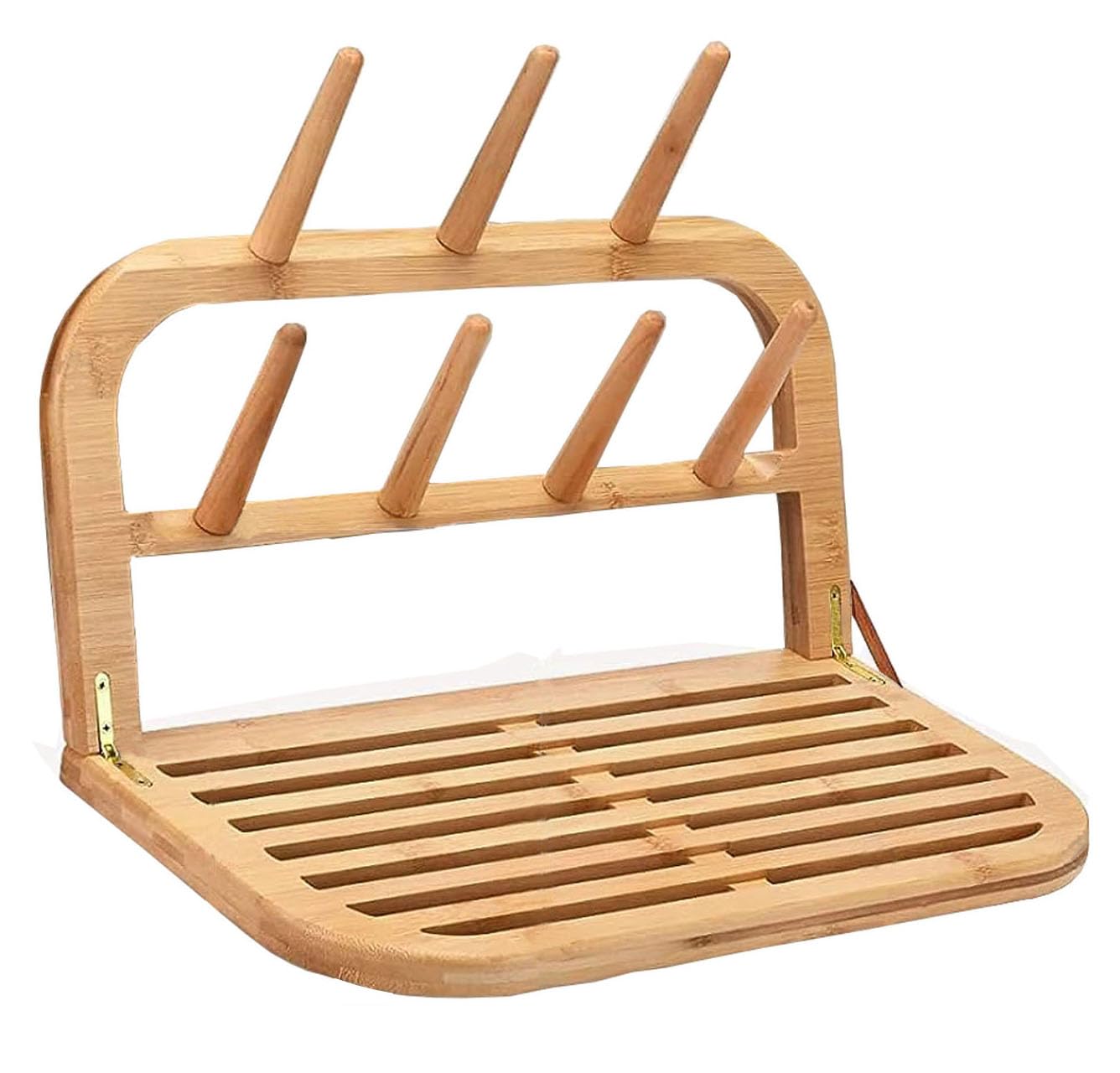 Eforwest Baby Bottle Countertop Drying Rack Bamboo,Space Saving Kitchen Drying Rack & Bottle Holder for Nipples, Cups, Pump Parts, Accessories, Reusable Ziplock and Freezer Bag Dryer Rack