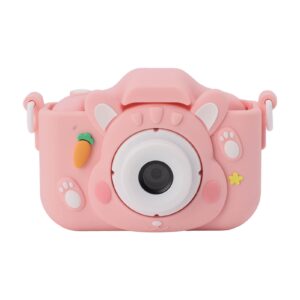 selfie camera toy, dual lens 2.0in screen children digital camera with 32g card for boys girls (pink)