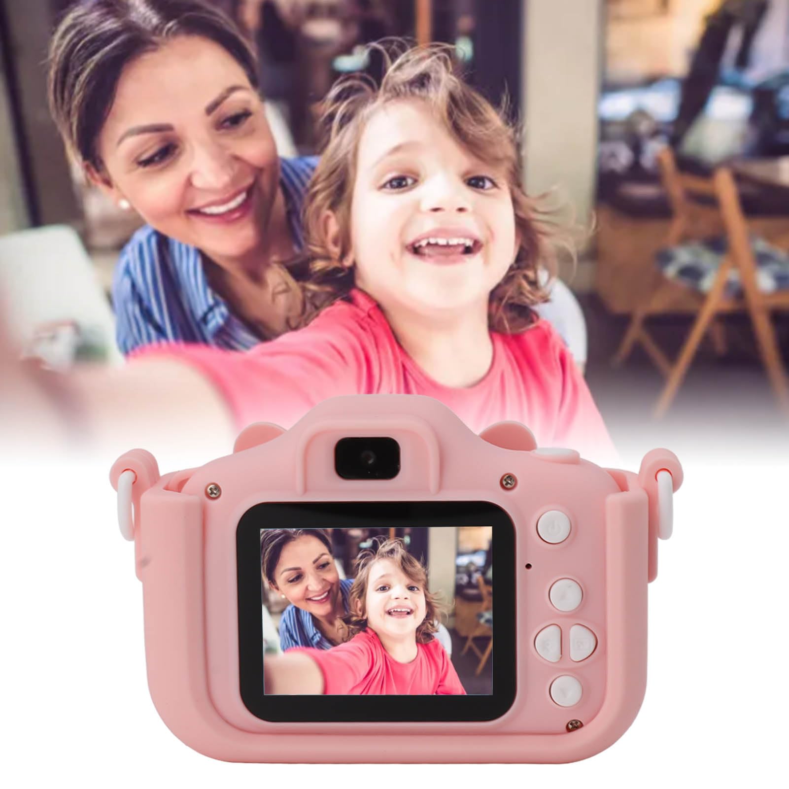 Selfie Camera Toy, Dual Lens 2.0in Screen Children Digital Camera with 32G Card for Boys Girls (Pink)