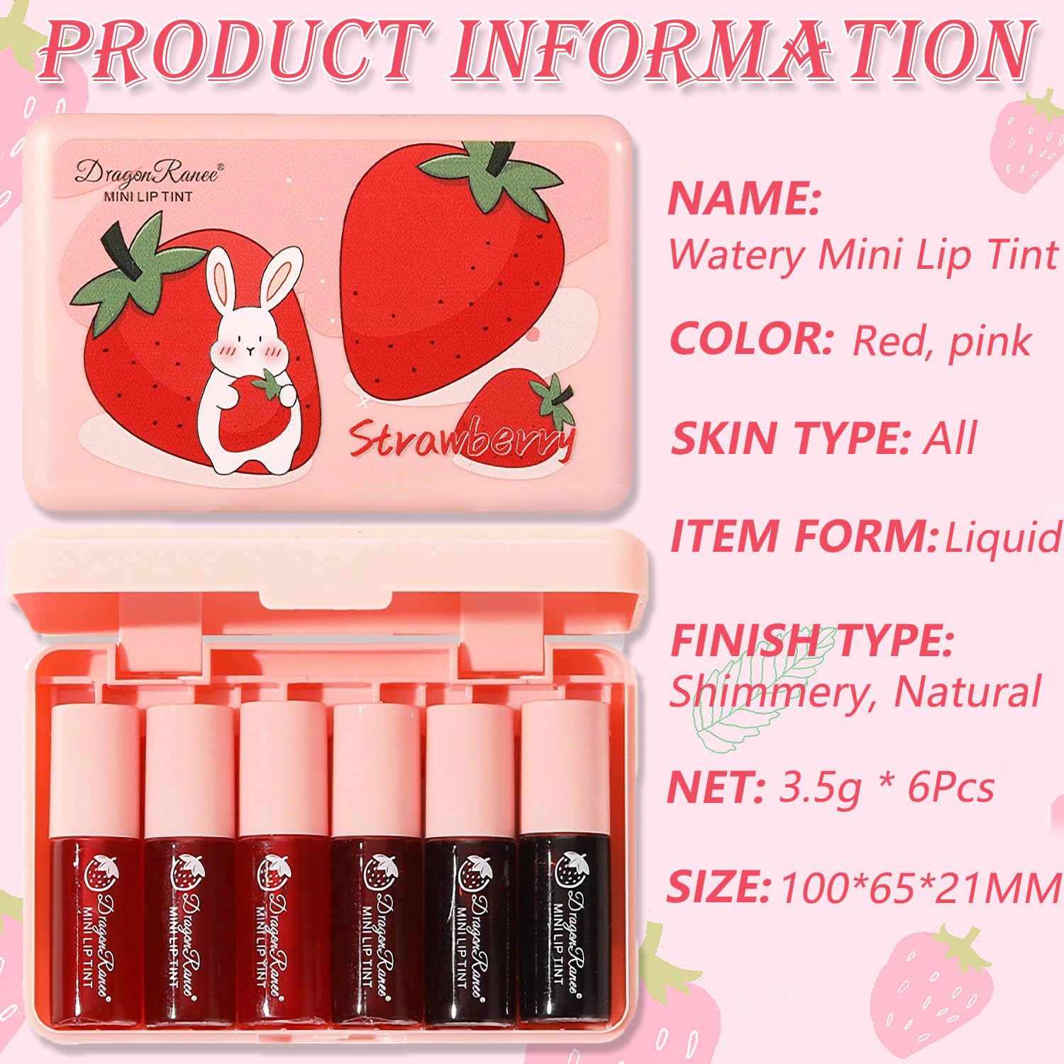 Yishifa 6 Colors Lip Tint Stain Mini Liquid Lipstick, Korean Lip Gloss Moisturizing Natural Velvet Lip Tint, Waterproof Longwear Liquid Blush & Lip Stain, Vivid Color