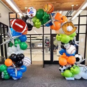 sports party decorations kit 156 pcs sports balloons arch garland for sports themed party football sports birthday party decorations supplies