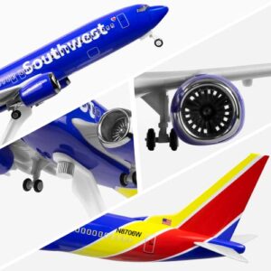 Joylludan 1:130 Model American Southwest Model Airplane Alloy Diecast Planes for Collection,Birthday or Business Gift