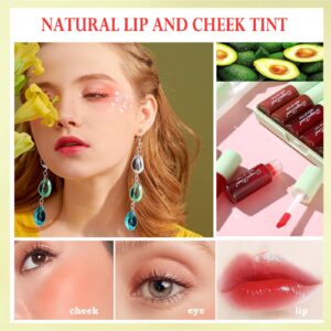 6 Colors Lip Tint Stain Set, Korean Lip Gloss Lip Tint Stain Plumping Mini Liquid Lipstick, Multi-use Lip and Cheek Tint Gloss, Long lasting Non-Stick Cup Waterproof High Pigment Lip Tint Makeup