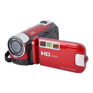 dv camera, 16x digital zoom gift vlogging camera 2.7in tft rotatable screen 1080p 16mp long battery life for baby's growth records (red)