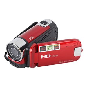 DV Camera, 16x Digital Zoom Gift Vlogging Camera 2.7in TFT Rotatable Screen 1080P 16MP Long Battery Life for Baby's Growth Records (Red)