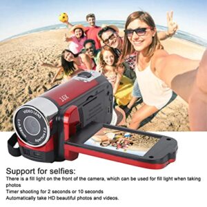 DV Camera, 16x Digital Zoom Gift Vlogging Camera 2.7in TFT Rotatable Screen 1080P 16MP Long Battery Life for Baby's Growth Records (Red)