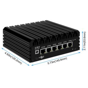 Kikusenko Firewall Micro Appliance, 6 Ports Inter i3 N305 Octa Core Mini PC, Inter I226-V 2.5G NIC, Support AES-NI Router PC VPN Barebones, 16GB RAM 256GB SSD