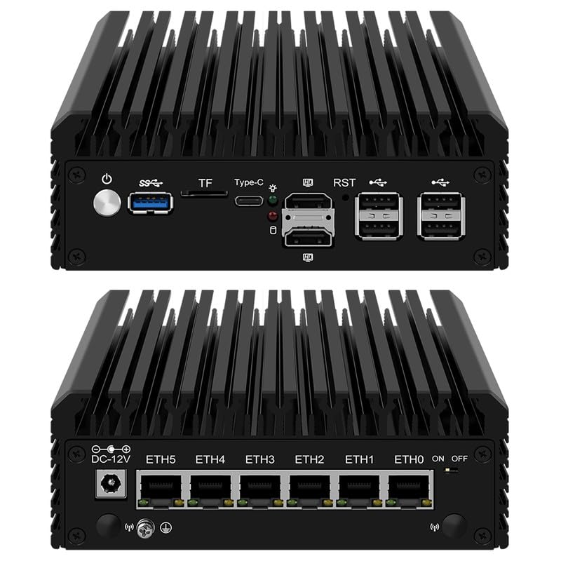 Kikusenko Firewall Micro Appliance, 6 Ports Inter i3 N305 Octa Core Mini PC, Inter I226-V 2.5G NIC, Support AES-NI Router PC VPN Barebones, 16GB RAM 256GB SSD