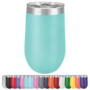 griffco supply 16 oz large wine tumbler, vacuum insulated, stainless steel with lid - insulated wine tumblers with lids, stemless wine glasses (teal)