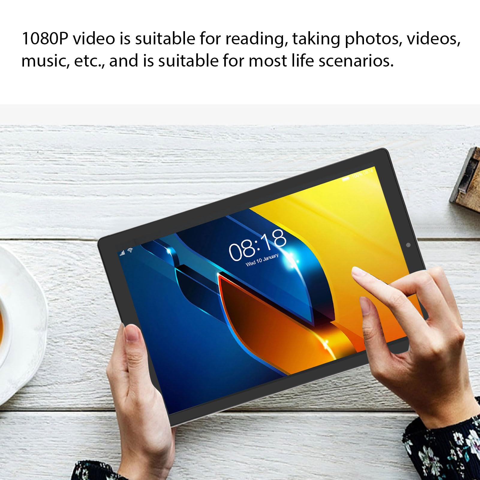 SUNGOOYUE 10.1 Inch 128GB Tablet, 6GB 128GB 10 Core CPU 8800mAh Dual Band 5G WiFi Type C MT6592 Tablet for Android 12-100‑240V (Blue) (US Plug)
