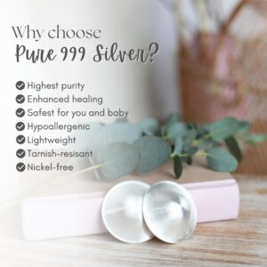 Cradle & Grace Pure 999 Silver Nursing Cups & Carrying Case | Silver Nipple Covers Breastfeeding Kit for All-Natural Healing | Silver Nipple Shields for Nursing Moms | Sore Nipple Relief Breastfeeding