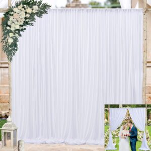 10x10ft white backdrop curtain for parties wrinkle free wedding baby shower curtain backdrops for birthday party background decorations white fabric drapes photography backdrop 5x10ft, 2 panels