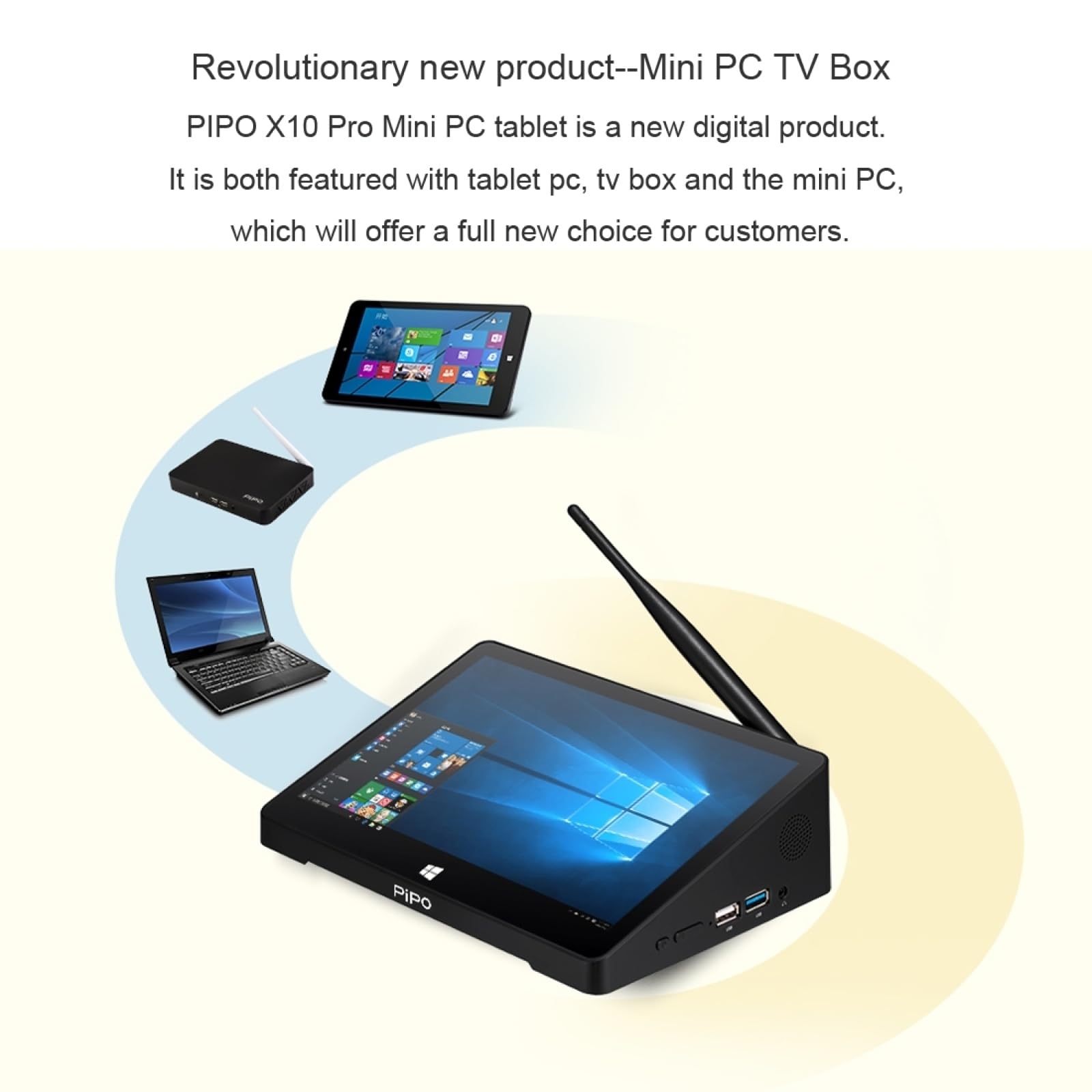 PIPO X10 Pro 10.8 Inch Mini PC 4G/6G RAM 64G ROM Win10 Tablet PC Z8350/N4020 TV Box BT RJ45 USB*4 (10.8inch Intel Z8350 (4+64GB))