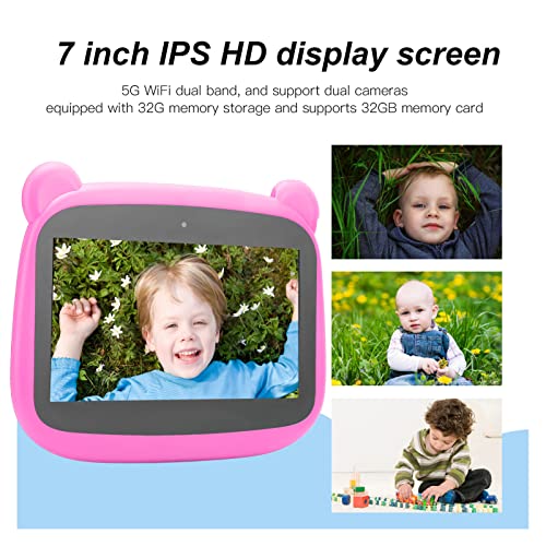 HEEPDD Kids Tablet, HD Tablet 32GB ROM 5000mAh US Plug 100‑240V 7 Inch Screen Dual Camera for Game (US Plug)