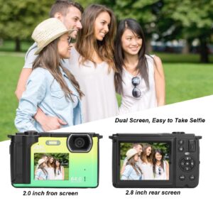 4K Digital Camera, 64MP 16X Zoom Dual Screens Anti Shake Video Camera, WiFi Point and Shoot Camera with Built in Flash & Timer Selfie Function, for Beginners Kids Teens Gift