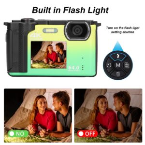 4K Digital Camera, 64MP 16X Zoom Dual Screens Anti Shake Video Camera, WiFi Point and Shoot Camera with Built in Flash & Timer Selfie Function, for Beginners Kids Teens Gift