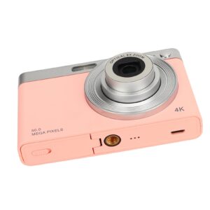 Portable Digital Camera, 4K Video Output Fill Light 2.88 Inch HD IPS Screen Anti Jitter Teens Small Camera with Lanyard for Travel (Pink)