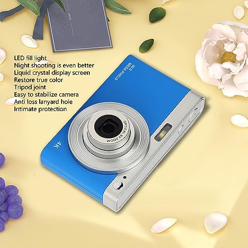 4K Digital Camera, Full HD 50MP 16X Digital Zoom Compact Point and Shoot Camera, Lightweight Small Vlogging Video Camera with Built in Flash & Filters, for Beginners Kids Teens