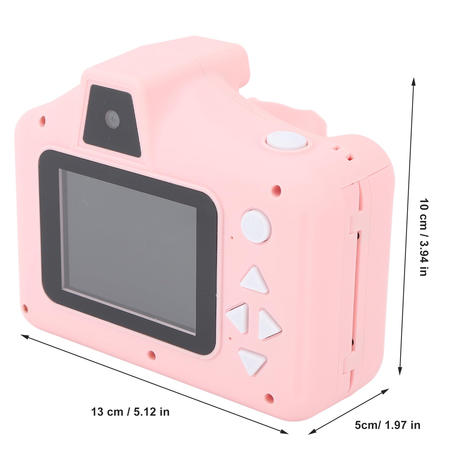 Mini SLR Children Digital HD Camera, 1000mAh Lithium Battery Kids Digital Photo Camera IPS Screen 12 Languages High Definition for Children (Pink)