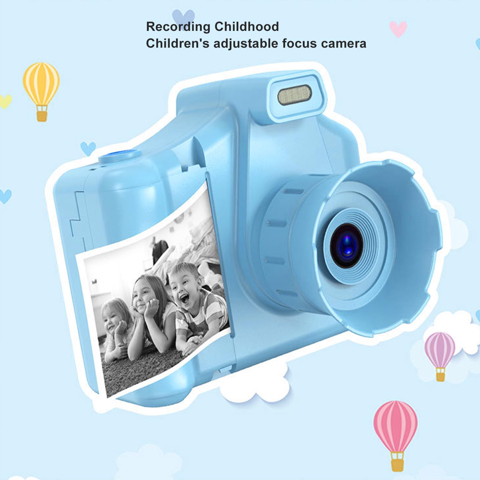 Mini SLR Children Digital HD Camera, 1000mAh Lithium Battery Kids Digital Photo Camera IPS Screen 12 Languages High Definition for Children (Blue)