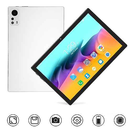 DAUERHAFT 10.1 Inch Tablet, Tablet Octa Core 5G WiFi Tab M10 3200x1440 8MP 13MP for Android 11 for Work (White)