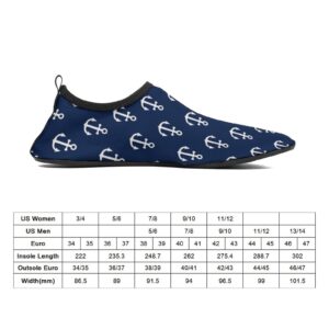 Water Shoes for Women and Men Quick-Dry Aqua Socks Swim Beach Womens Mens Navy Nautical Anchor Shoes for Outdoor Surfing Yoga Exercise