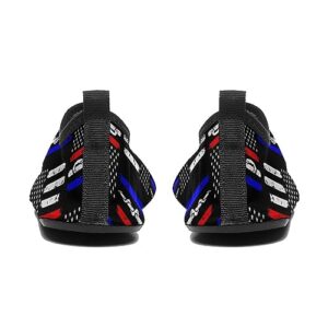 Men's Women's American Thin Red Blue Line Police Firefighter EMT Flag Water Shoes Barefoot Quick Dry Slip-on Aqua Socks for Yoga Beach Sports Swim surf