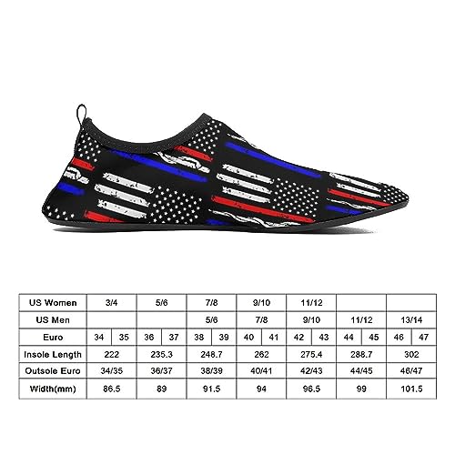 Men's Women's American Thin Red Blue Line Police Firefighter EMT Flag Water Shoes Barefoot Quick Dry Slip-on Aqua Socks for Yoga Beach Sports Swim surf