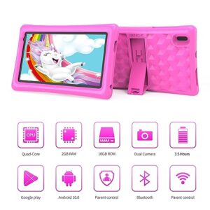 Kids Tablets, 7 inch Tablet for Kids Toddlers, Android Kids Tablet Children Tablet 2GB+32GB with Parental Control, Bluetooth, WiFi, Dual Camera, Google Play Store Pre Installed (Pink)