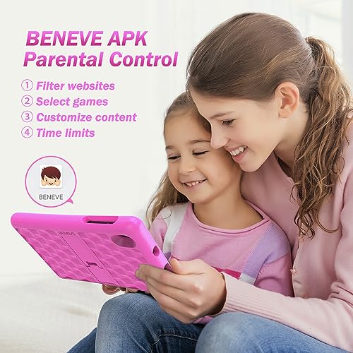 Kids Tablets, 7 inch Tablet for Kids Toddlers, Android Kids Tablet Children Tablet 2GB+32GB with Parental Control, Bluetooth, WiFi, Dual Camera, Google Play Store Pre Installed (Pink)