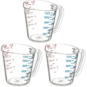 carlisle foodservice products 4314107 commercial plastic measuring cup, 1 cup, clear (pack of 3)