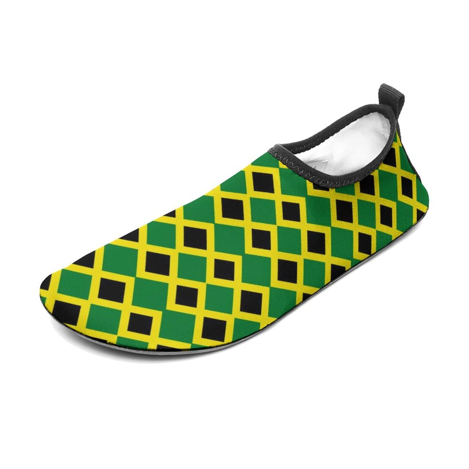 Womens Mens Quick Dry Water Shoes Summer Jamaica Jamaican Flag Barefoot Aqua Sneakers for Beach Swim Surf